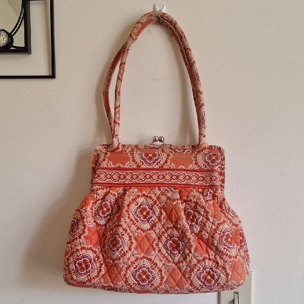 ​Vera Bradley Paprika Alice Kiss Lock Shoulder Bag Retired Pattern Double Handle